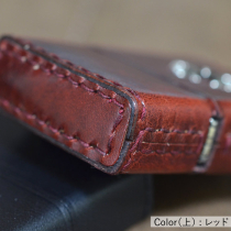 本牛革巻き手縫い クロスメタル レッド・赤