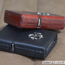 本牛革巻き手縫い クロスメタル レッド・赤
