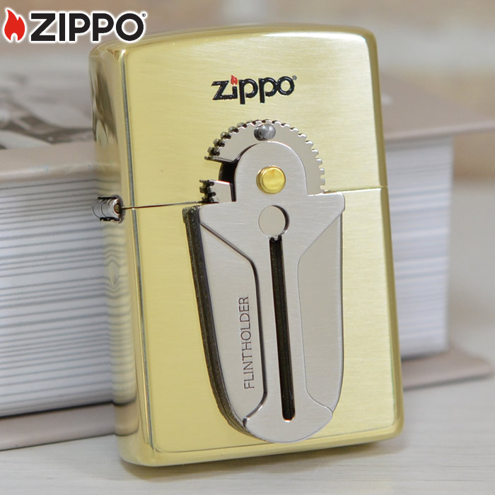 この(発火石をストックできるフリントホルダー付きZIPPOBS/S（ゴールド）)の商品詳細ページを見る