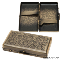 R.Y.O.ミニ手巻きタバコケースRYO CASE mini70mm（レギュラー）×12本収納  スリム用真鍮古美アラベスク1-23629-31
