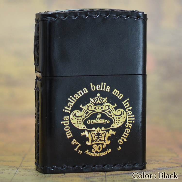 30個限定生産Orobianco オロビアンコ 30周年記念ZIPPO 本牛革巻き Black(黒)