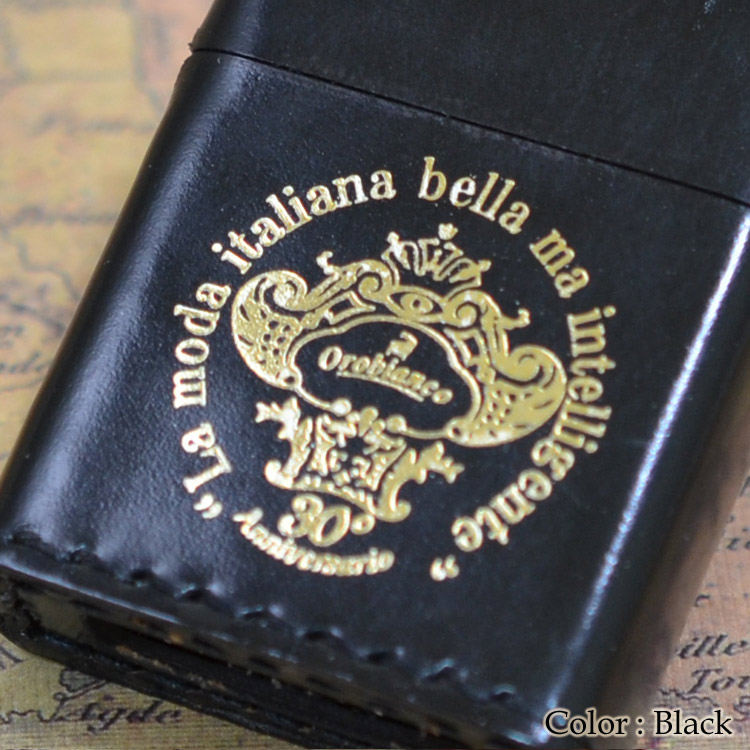 30個限定生産Orobianco オロビアンコ 30周年記念ZIPPO 本牛革巻き Black(黒)
