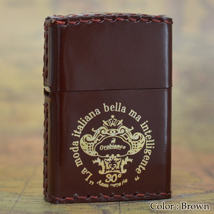30個限定生産Orobianco オロビアンコ 30周年記念ZIPPO 本牛革巻き Brown(茶)