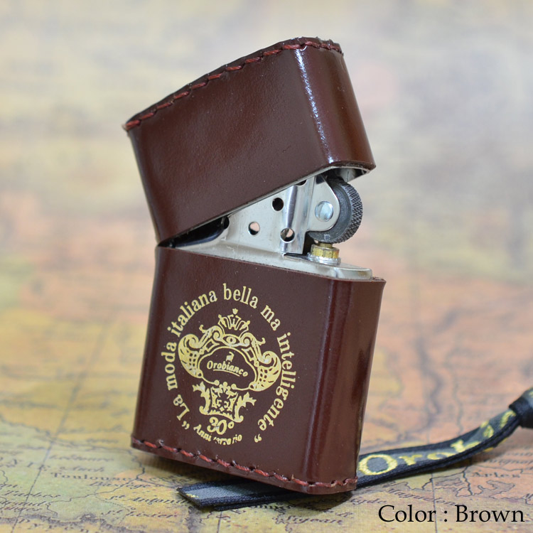 30個限定生産Orobianco オロビアンコ 30周年記念ZIPPO 本牛革巻き Brown(茶)