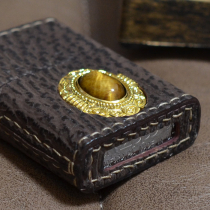 限定生産 Lizard Leatherトカゲ革巻き メタル石付きブラウン（タイガーアイ） 